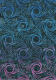 BB-83202-627 Banyan Batiks Whirlpool Range Movement Peacock Pink Purple, Aqua, Blue, Lime on Teal Circles and Spinning Lines on Teal Cotton Batik for Quilting