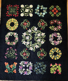 KP1BBB-13 Block 13 Posy Center Wreath 16" x 16" Block of Bindy's Bali Baltimore Sampler Quilt Pattern 90" x 74"