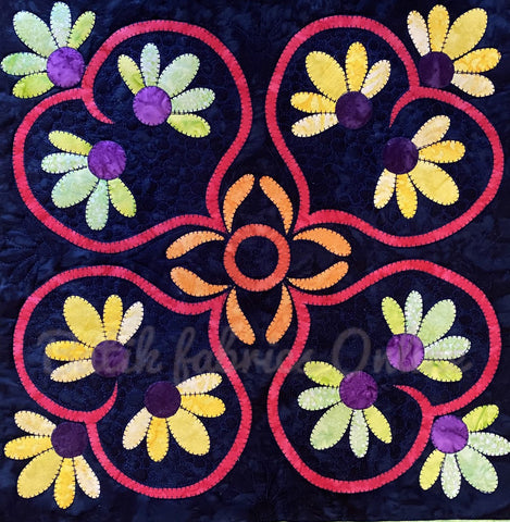 Garden Sundial Block 9 PDF Applique Pattern for Quiltmaking /KPGS-9 Download