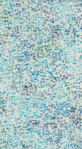 Blue Batik Fabric for Patchwork, Quilting, Sewing and Textile Art: Turquoise Blue on White Square Dot Blender Stamped Batik Hoffman Batik/CAB 845 H