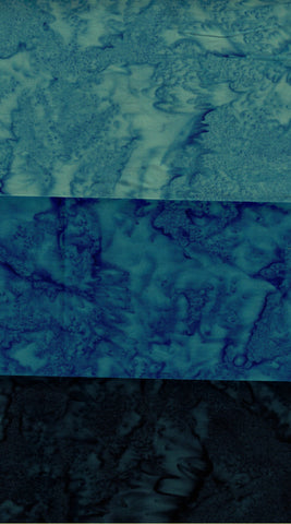 Blue Tonal Batik Fat Quarter Bundle- 3 Fat Quarters/ AT FQ3 0102