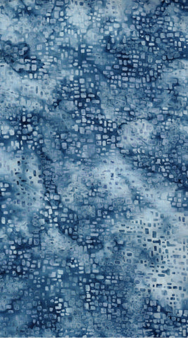Blue Batik Fabric for Patchwork, Quilting, Sewing and Textile Art: Blue on Mixed Blue Square Dot Blender Stamped Batik Hoffman Batik/CAB 846 H