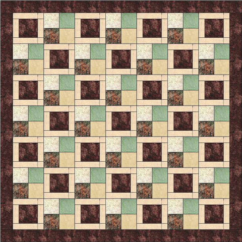 KP1K1-10BR Brown Fish by Hoffman Fabric Kit, Lounge Quilt Size 78" x 78"