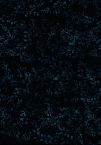 CAB 302 Mid Blue Tiny Leaf Sprays on Dark Indigo Blue Cotton Batik