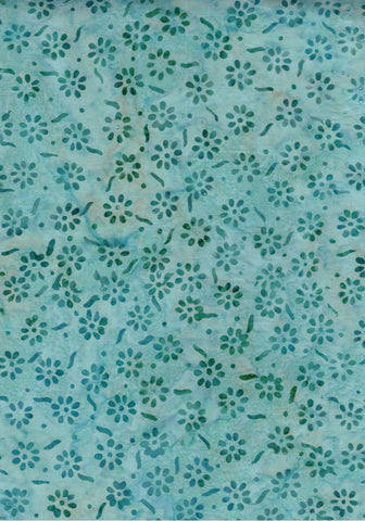 CAB 769 FB2 Floral Boutique Small Teal Rosette Flowers on Pale Aqua Cotton for Patchwork and Quilting