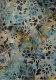 CAB 778FB2 Teal and Tan Floral Batik Cotton