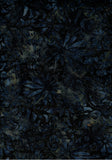 CAB 703T Dark Blue on Black Floral  Batik Fabric