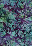 CAB 706 Aqua Flowers on Dark Blue Purple Batik Fabric for Patchwork and Quilting