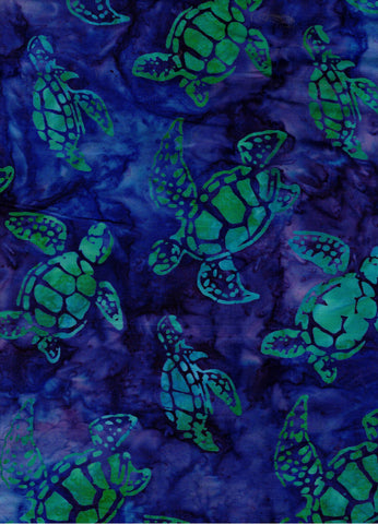 CAB 713K Tropical Amethyst Purple with Green Sea Turtles Fabric for Patchwork and Quilting
