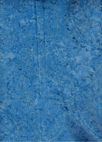 CAB 723 FB Floral Boutique Pale to Mid Blue Grey Paisley Floral Batik Cotton