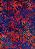 CAB 725 FB Floral Boutique Collection Orange Gold Red Large Flowers on Royal Blue Batik Cotton