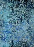 CAB 727FB Floral Boutique Collection- Pale to Mid Blue Flowers and Leaves Batik Cotton