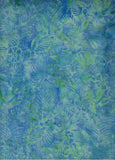 CAB 736 FB Floral Boutique Collection- Aqua Green Leaves and Flowers on Mid Blue Batik Cotton