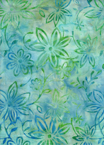 CAB 747 FB Floral Boutique Pale Aqua Blue Green Cotton for Patchwork and Quilting