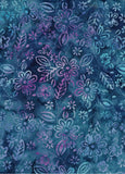 CAB 753 FB Floral Boutique Blue and Light Purple Flowers and Leaves on Teal Blue Cotton for Patchwork and Quilting