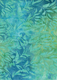 CAB 758 FB Floral Boutique Large Aqua Leaf Sprays on Blue Green Cotton for Patchwork and Quilting