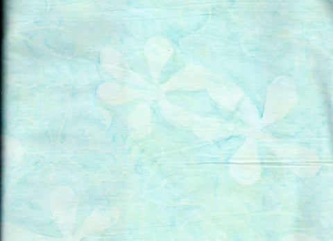 CAB 783 T Aqua Blue with Paler Flowers Batik Cotton, for Patchwork, Quilting and Sewing