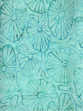CAB 787 T Aqua with Dark Aqua Outlined Lily Pads Batik Cotton, for Patchwork, Quilting and Sewing