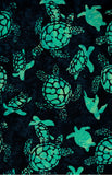 CAB 789 H Aqua Turtles on Dark Teal Blue Cotton Batik Fabric by Hoffman Patchwork and Quilting