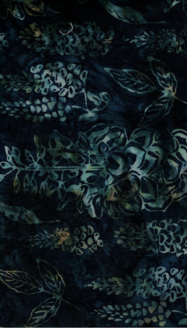 CAB 796 H Aqua Blue Floral Wisteria Flower Shapes on Dark Teal Blue Cotton Batik Fabric by Hoffman Patchwork and Quilting