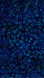 Blue circular pattern on a dark blue background batik cotton fabric
