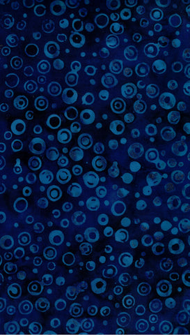 CAB 811 FB3 Floral Boutique Batik Cotton Turquoise Dots and Circles on Dark Blue for Patchwork and Quilting