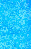 Blue floral pattern on a Turquoise background cotton batik Fabric