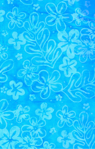CAB 807 FB3 Floral Boutique Batik Cotton Turquoise Flowers on Turquoise for Patchwork and Quilting