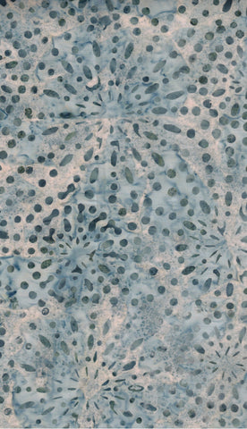 CAB 810 FB3 Floral Boutique Batik Cotton Grey Starbursts on Mid Blue Grey for Patchwork and Quilting