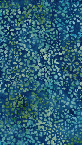 CAB 817 A Anthology Fabrics Blue Green Small Random Shapes on Mid Teal Blue Cotton Batik Fabric Patchwork and Quilting