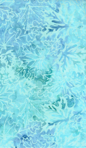 CAB 820 FB3 Floral Boutique Collection: Pale Aqua Spikey Leaves on Mid Aqua Blue Cotton Batik Fabric for Patchwork and Quilting