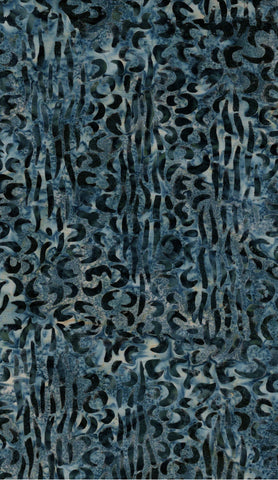CAB  827 FB3 Floral Boutique Collection: Dark Blue Commas and Strokes on Mid Grey Blue Cotton Batik Fabric for Patchwork and Quilting