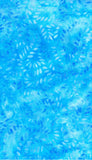 Aqua Blue Leaves on Mid Aqua Cotton Batik Fabric