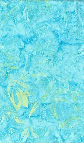 CAB 835 FB3 Floral Boutique Collection: Pale Aqua and Yellow Tulips on Pale Aqua Cotton Batik Fabric for Patchwork and Quilting