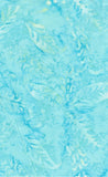 Light blue batik fabric with a textured, marbled pattern of light and dark blue leaf-like motifs.