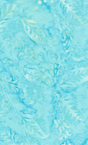 CAB 836 FB3 Floral Boutique Collection: Pale Aqua and Yellow Leaves on Pale Aqua Cotton Batik Fabric for Patchwork and Quilting