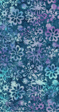 Pattern of blue and purple flowers on a blue background cotton batik fabric