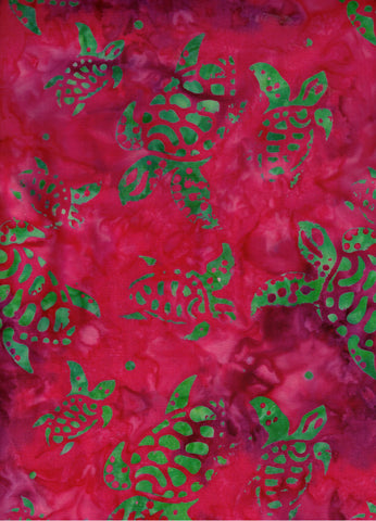 CAB BTS 1403  Hot Pink with Lime Green Sea turtles Fabric for Patchwork and Quilting