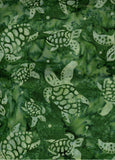 CAG 402 Mid Green with Pale Green Sea turtles Fabric for Patchwork and Quilting