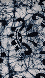 Indigo abstract pattern on a white background cotton batik fabric