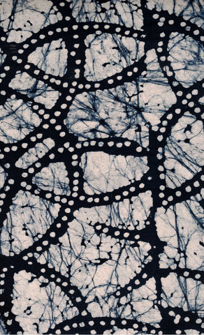 CAB ST 003 Indigo Crackle Textured and Stamped Cotton Batik for Patchwork, Quilting and Sewing