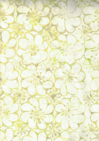 CACB 755 FB2 Floral Boutique Cream with Gold Flowers Batik Cotton for Patchwork and Quilting