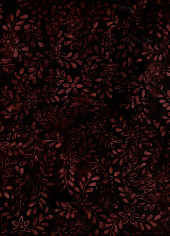CACB 722 FB Floral Boutique Chocolate Brown with Paler Brown Small Flowers and Leaves Batik Cotton for Patchwork and Quilting