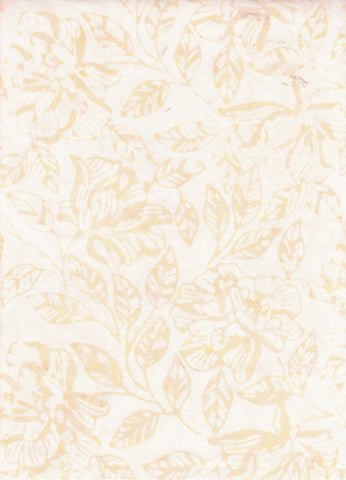 CACB 733 FB Floral Boutique Light Cream with Buff Flowers and Leaves Batik Cotton for Patchwork and Quilting