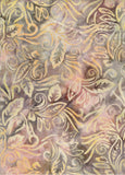 CACB 736 FB Floral Boutique Yellow, Gold, Cream Leaf Sprays on Tan, Peach Batik Cotton for Patchwork and Quilting