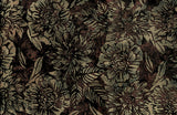 Mid Brown with Grey Green Flowers Cotton Batik Fabric