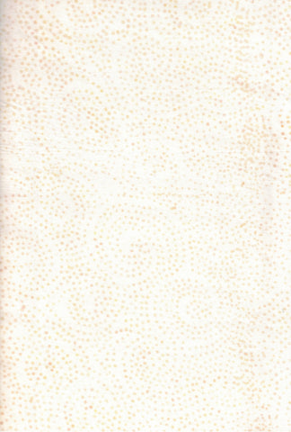 CACB 769 T Cream with Small Gold Dots in Spirals Batik Cotton Fabric for Patchwork and Quilting. Timeless Tonga