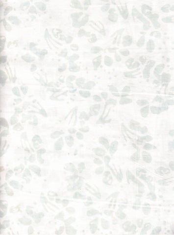 CACB 770 T Cream with Pale Sage Green Leaf Shapes Batik Cotton Fabric for Patchwork and Quilting. Timeless Tonga