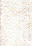 CACB 772 T Cream with Tan Flowers and Leaves Batik Cotton Fabric for Patchwork and Quilting. Timeless Tonga