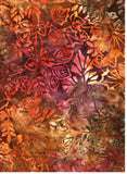 Multicoloured Flowers and Leaves on Brown Cotton Batik Fabric